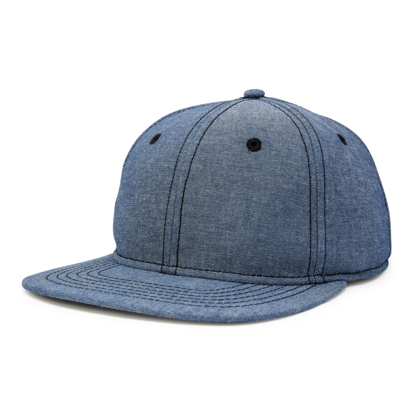 Men's Premium Flat Bill Snapback Chambray Hat 6 Panel Cap