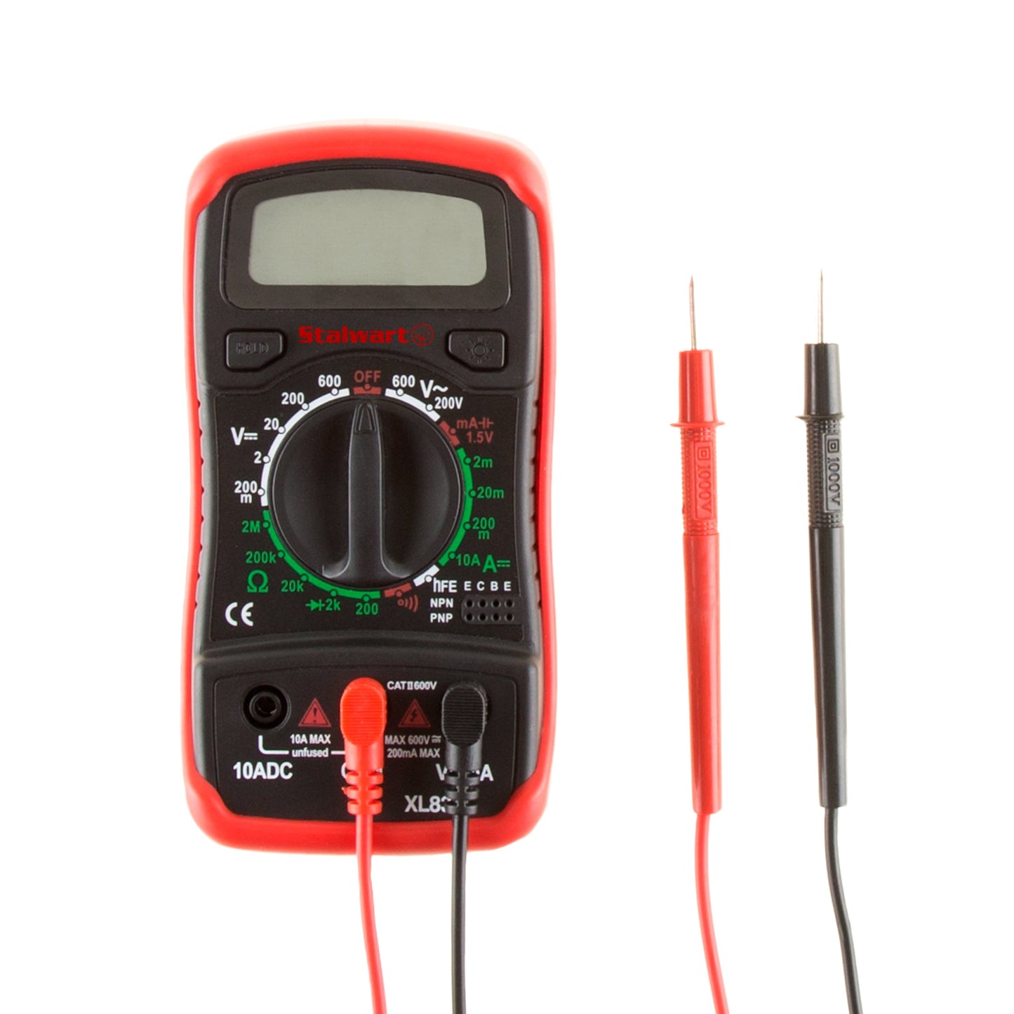Multimeter w/ Backlit LCD Display & Needle Probes- Amp, Ohm & Voltage Tester