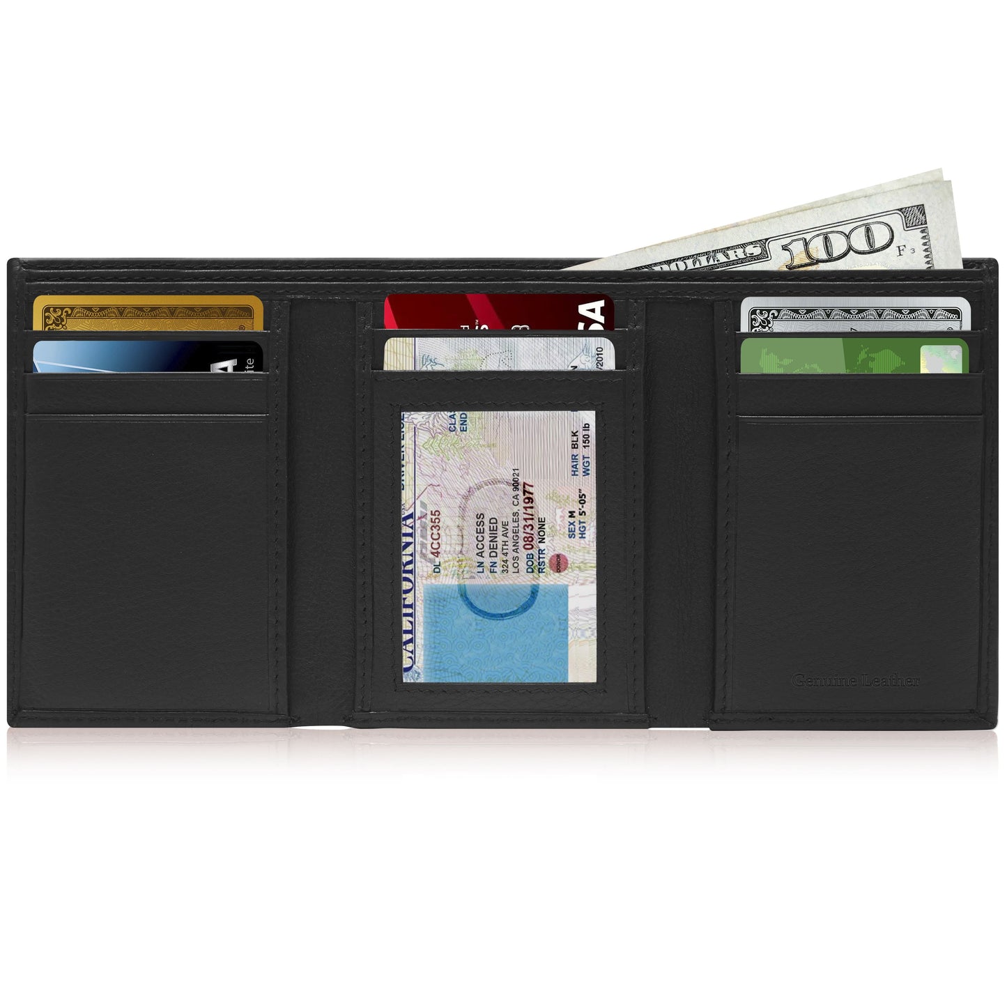 Genuine RFID Leather Slim Trifold Wallets For Men