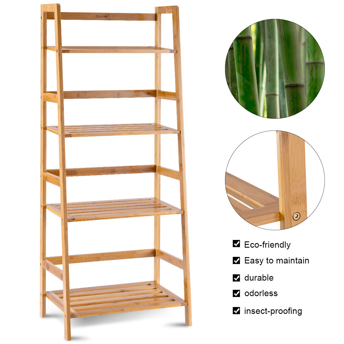 4-Shelf Bamboo Freestanding