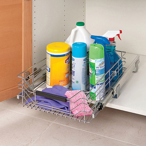 Pull-Out Sliding Cabinet Drawer Organizer, Silver