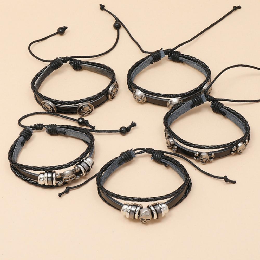 Skull Stretchable Punk Bracelet, Halloween Accessory  for Men/Women