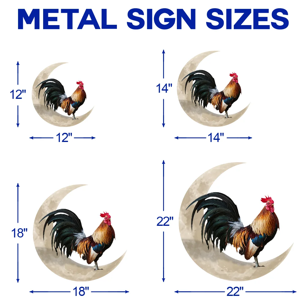 Metal Rooster & Moon Decoration