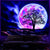 Blacklight Moon Tapestry UV Reactive Trippy Mountain Tree for Wall Decoration (59.1"x78.7")