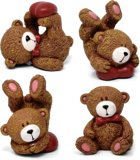Set of 4 Mini Valentines Day Bear Figurines Table Top Decoration
