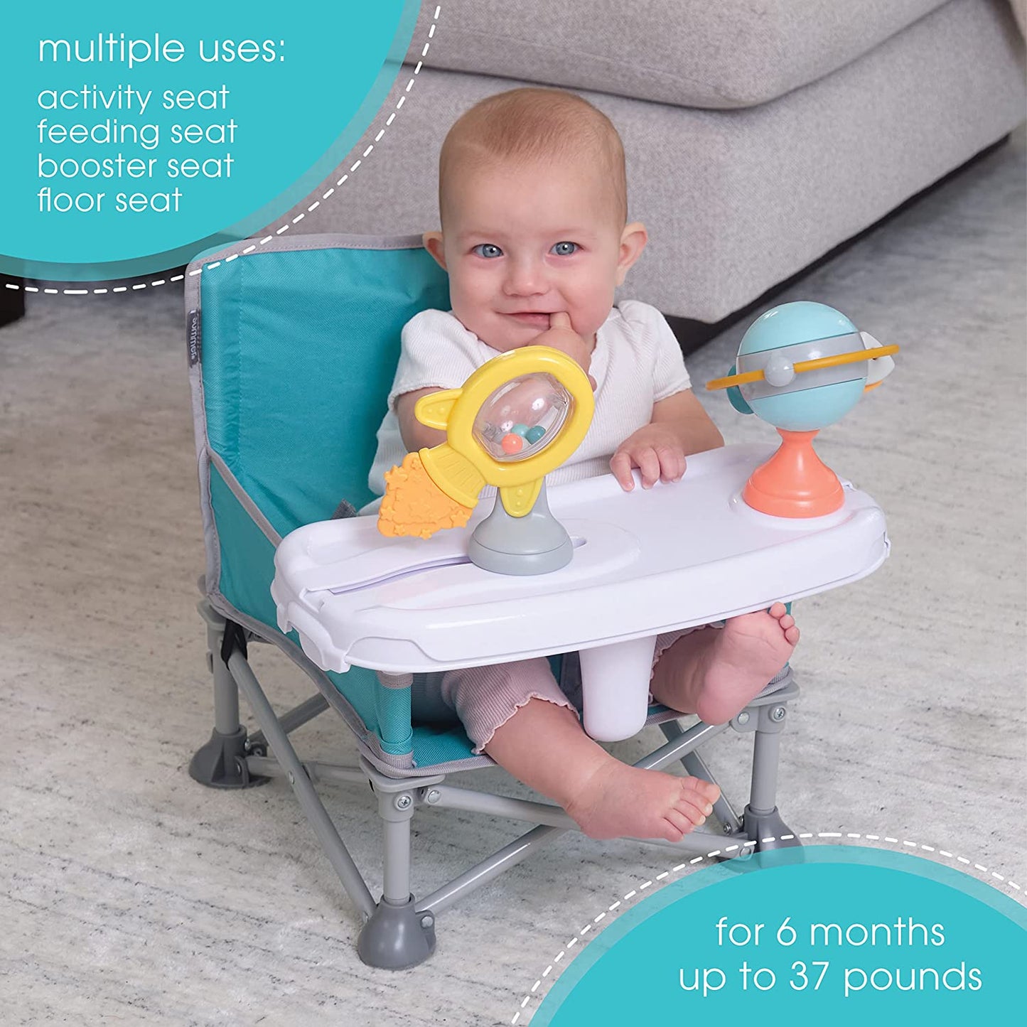 Baby Pop Up Chair for Meals & Playtime with Removable Tray and Toys