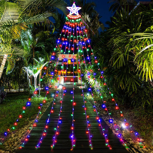 14" Topper Star Christmas Tree Lights 349 LED 8 Modes, Outdoor/ Indoor Star String Lights