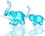 2pcs Hand Blown Glass Elephant Figurines for Home Decoration- Blue