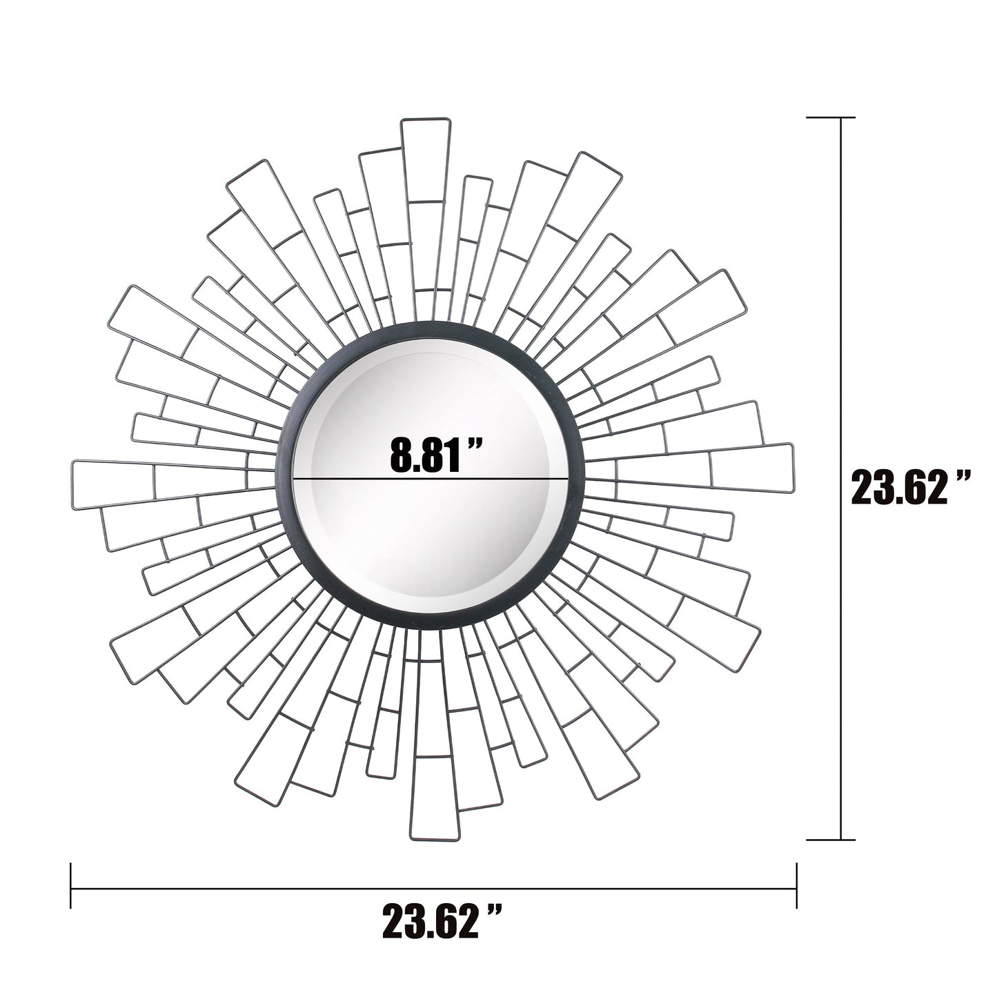 23.6" Traditional Metal Geometric Sunburst Wall Mirror