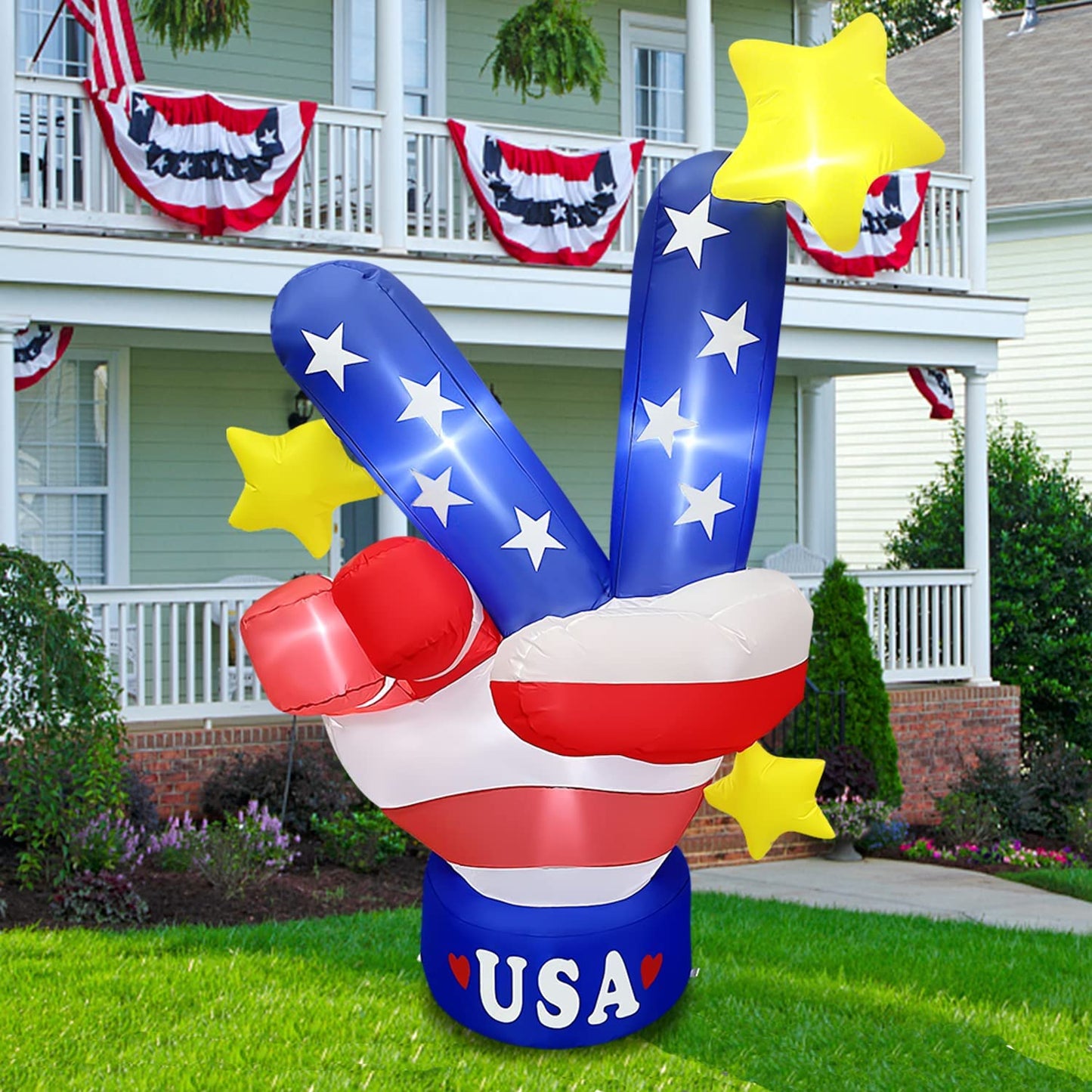 5ft Tall Patriotic Independence Day 4th of July Inflatable Victory Gesture w/ LED