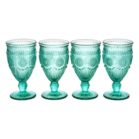Set of 4 -12-Ounce Footed Glass Goblets