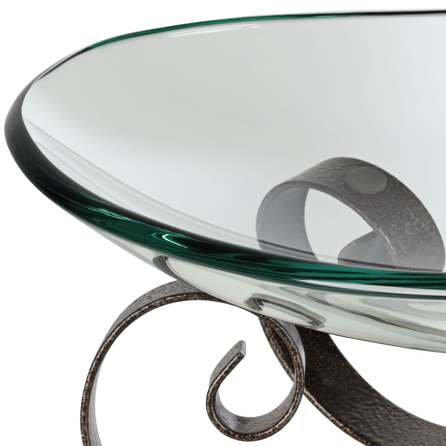 Iron Scroll Stand with Oval Glass Bowl