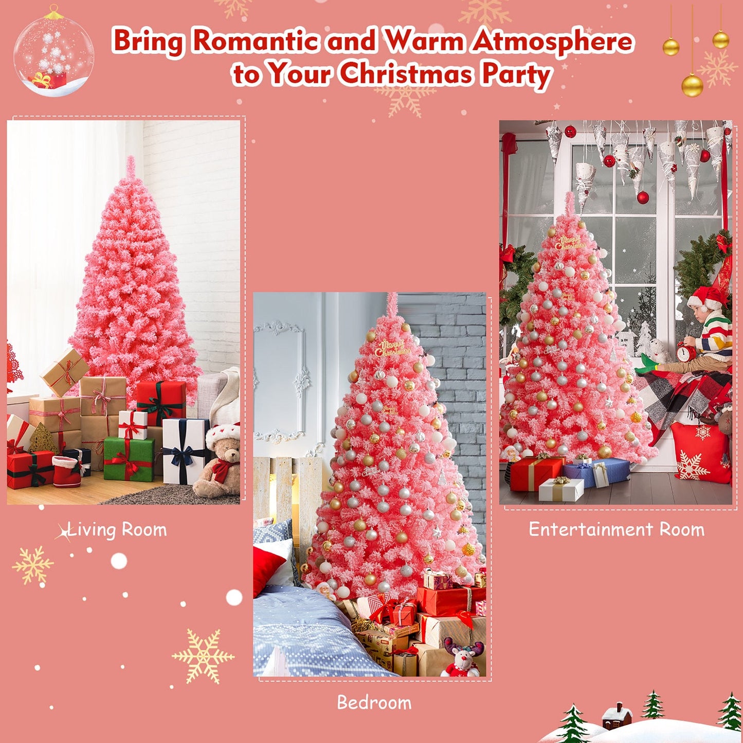 7ft Premium  Artificial Pre-Lit Christmas Tree w/  Ornaments & Star Topper