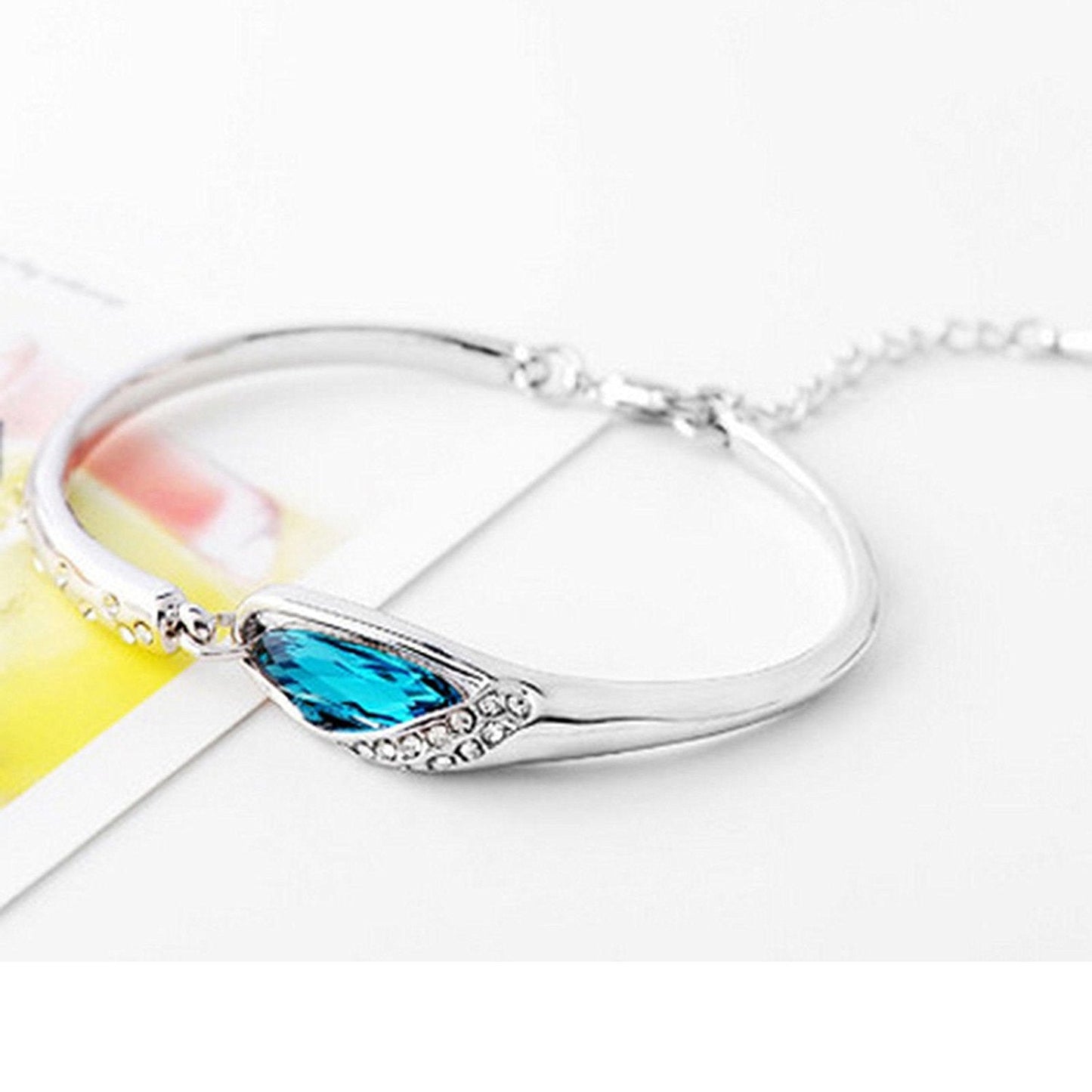 925 Sterling Silver Bracelet Crystal Bangle Rhinestone