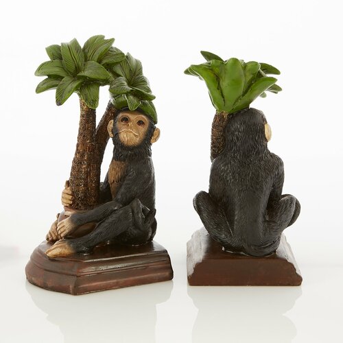 Monkey and Palm Tree Bookends