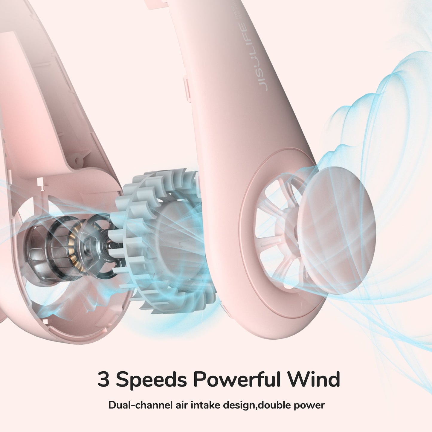 Portable Neck Fan, 4000 mAh Battery Powered Bladeless  w/ 3 Speeds