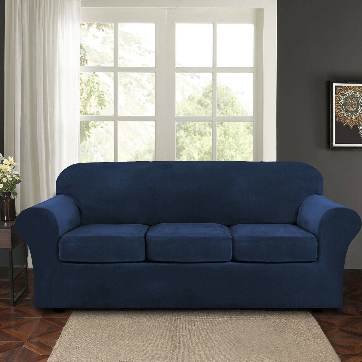 Sofa Covers for 3 Seaters (Base Cover Plus 3 Individual Cushion Covers)