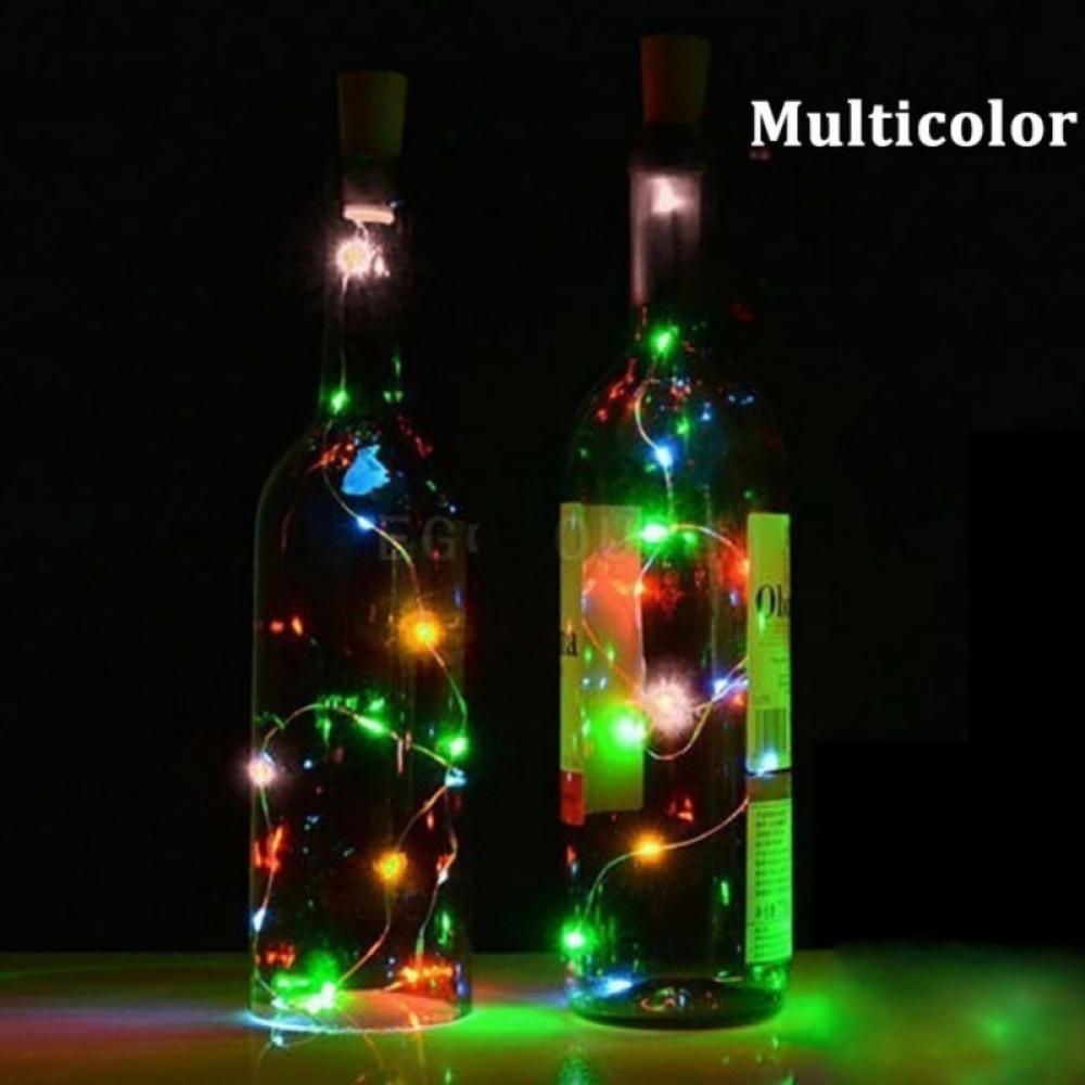 20 LED Wine Bottle Lights w/ Cork 6.5ft Silver Wire