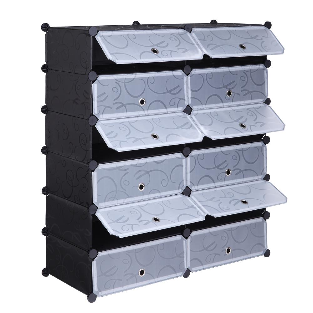 12 Cubes DIY Modular Shoe Storage - 6 Ties 24 Pairs Shoes