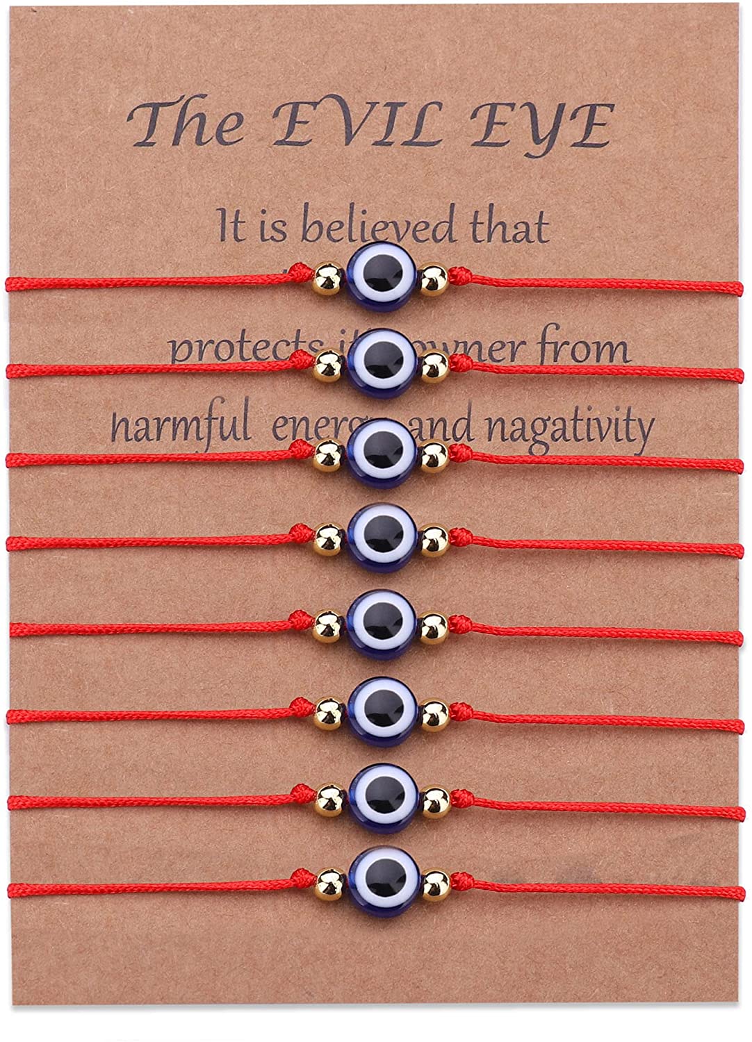 8 Pieces Evil Eye Ojo Red String Evil Eye Jewelry for Protection and Blessing Adjustable Bracelets