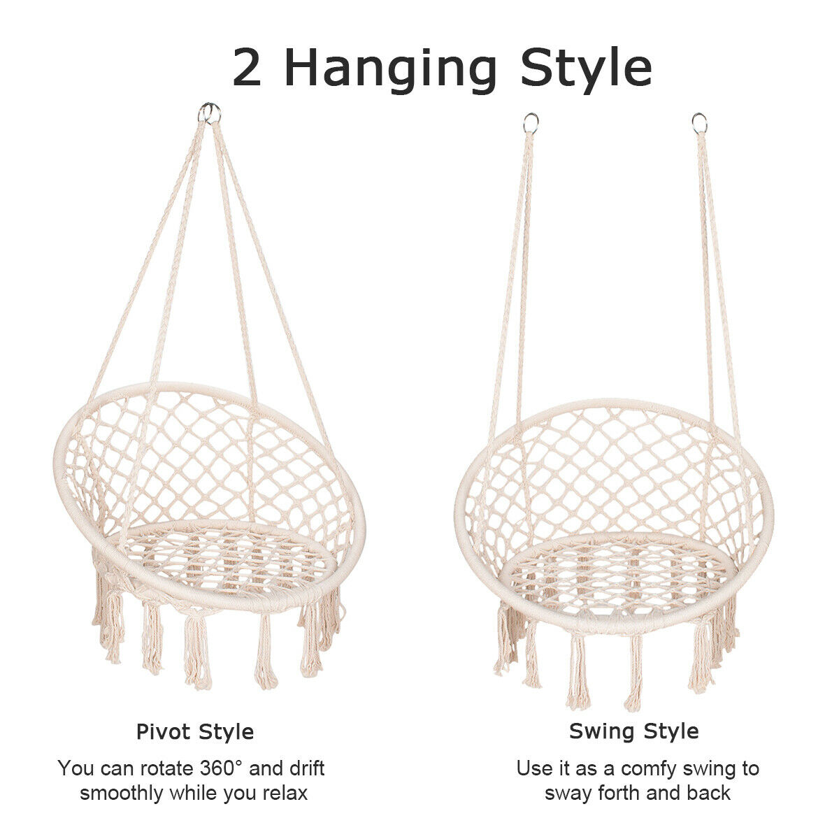 Hanging Hammock Chair Macrame Swing Seat Mesh