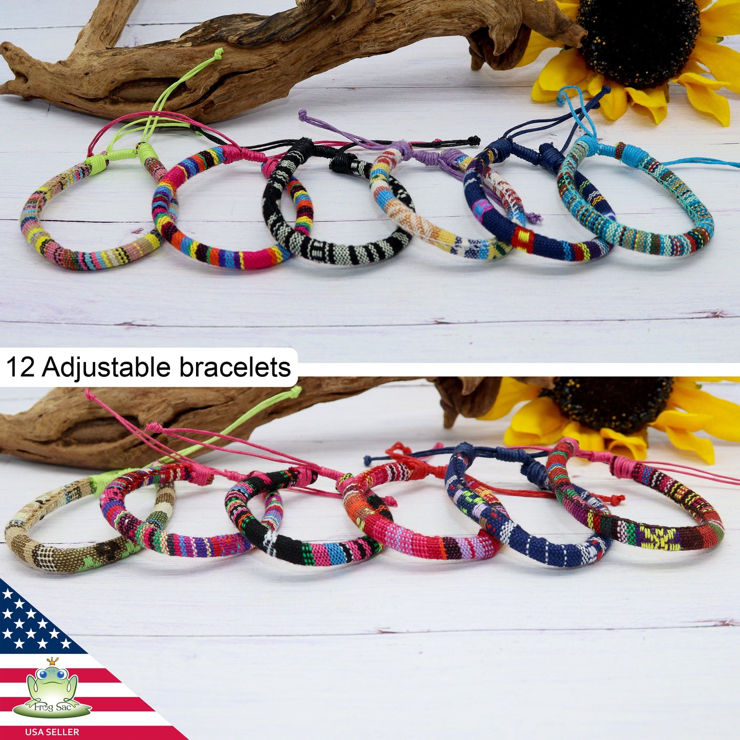 12 Pcs Unisex Adjustable Friendship Rope Bracelets