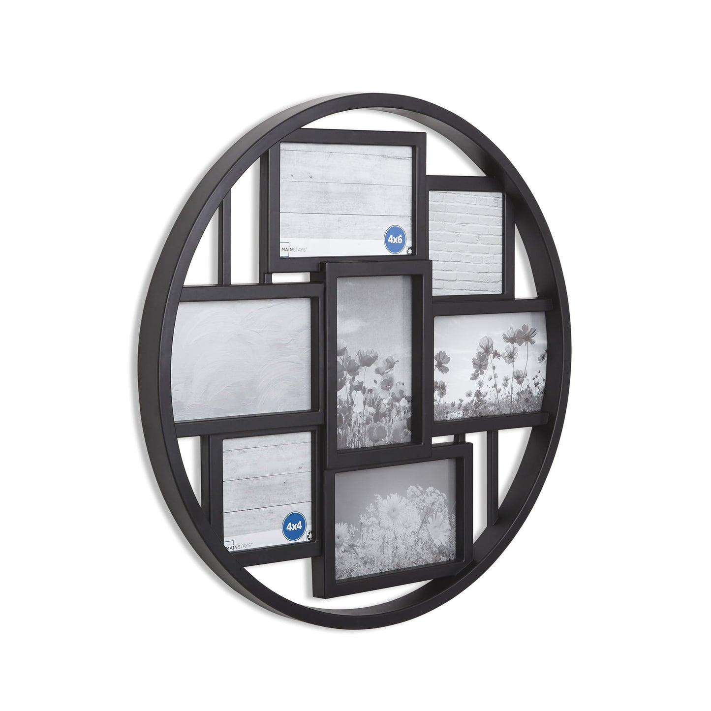 7-Opening 4x6 and 4x4 Round Black Collage Picture Frame