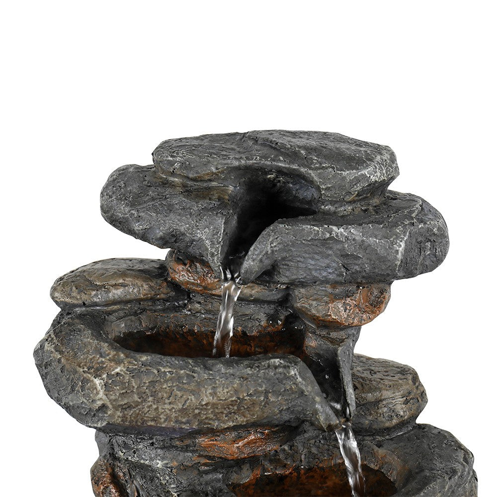Water Fountain w/ LED Light, Modern Rock