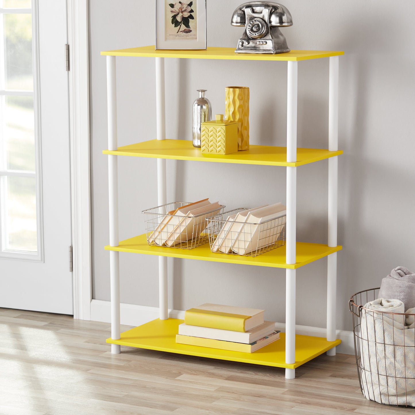 No Tools 4-Shelf Storage Bookshelf