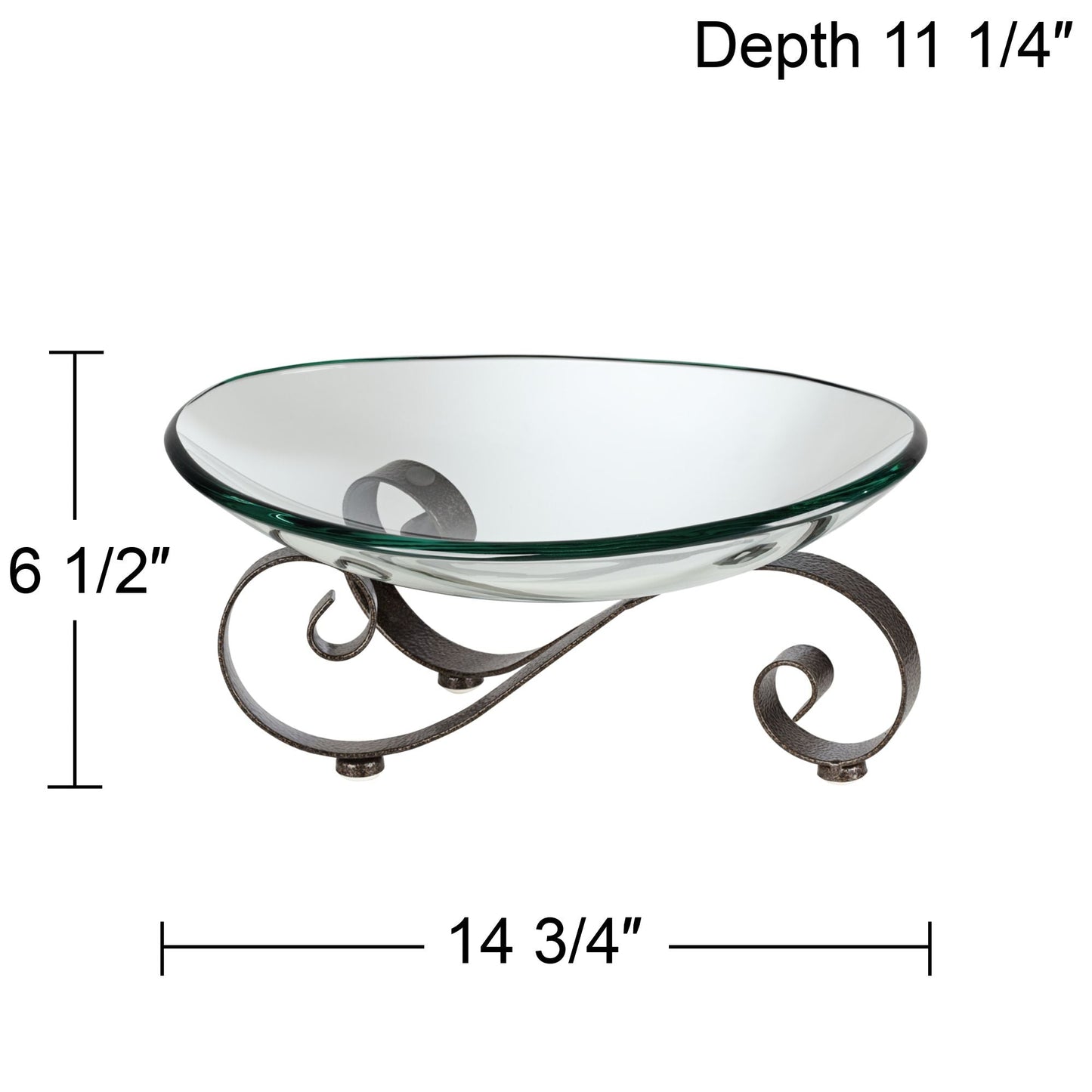 Iron Scroll Stand with Oval Glass Bowl