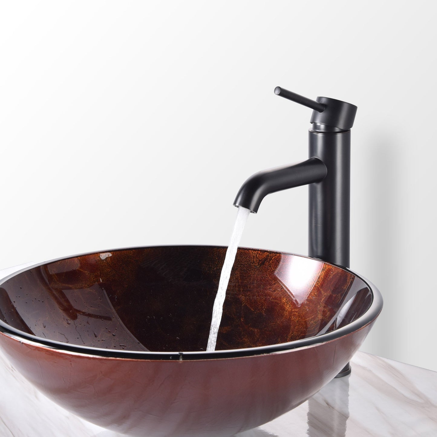 Bathroom Tempered Glass Round Vessel Sink