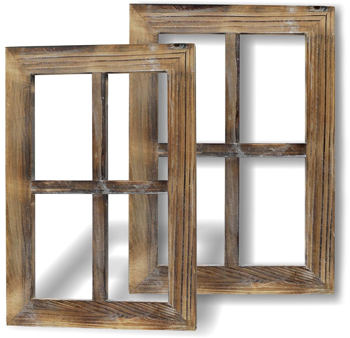 Wooden Rustic Wall Mount Window Frames Vintage -Set of 2