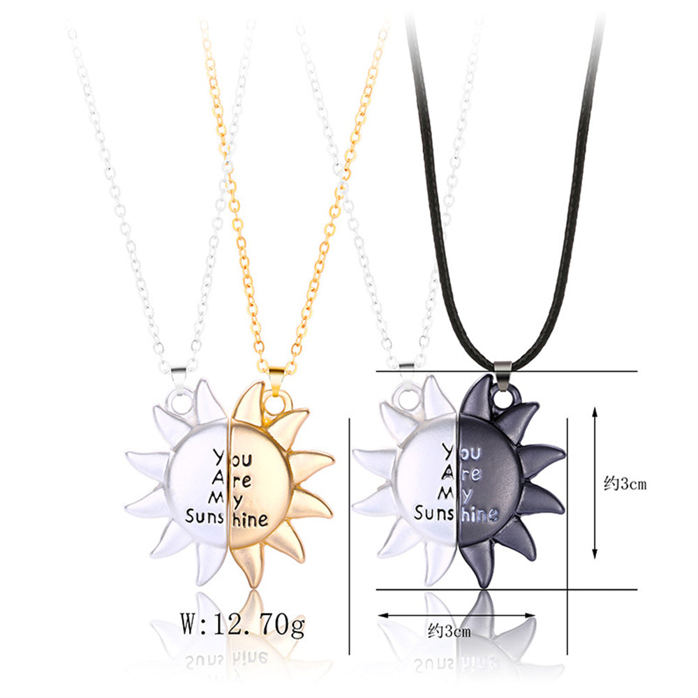 Magnetic Couple Necklace Matching Sunflower Necklaces for Him & Her