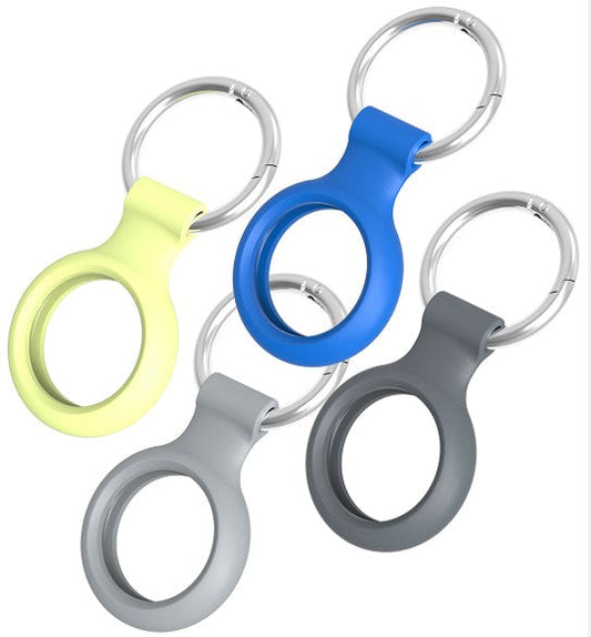Protective Holder w/ Carabiner-Style Ring for Apple AirTag, Silicone, Multi Colors, 4 Count
