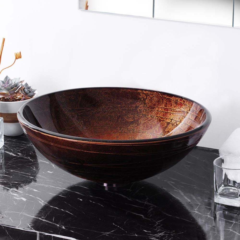 Bathroom Tempered Glass Round Vessel Sink