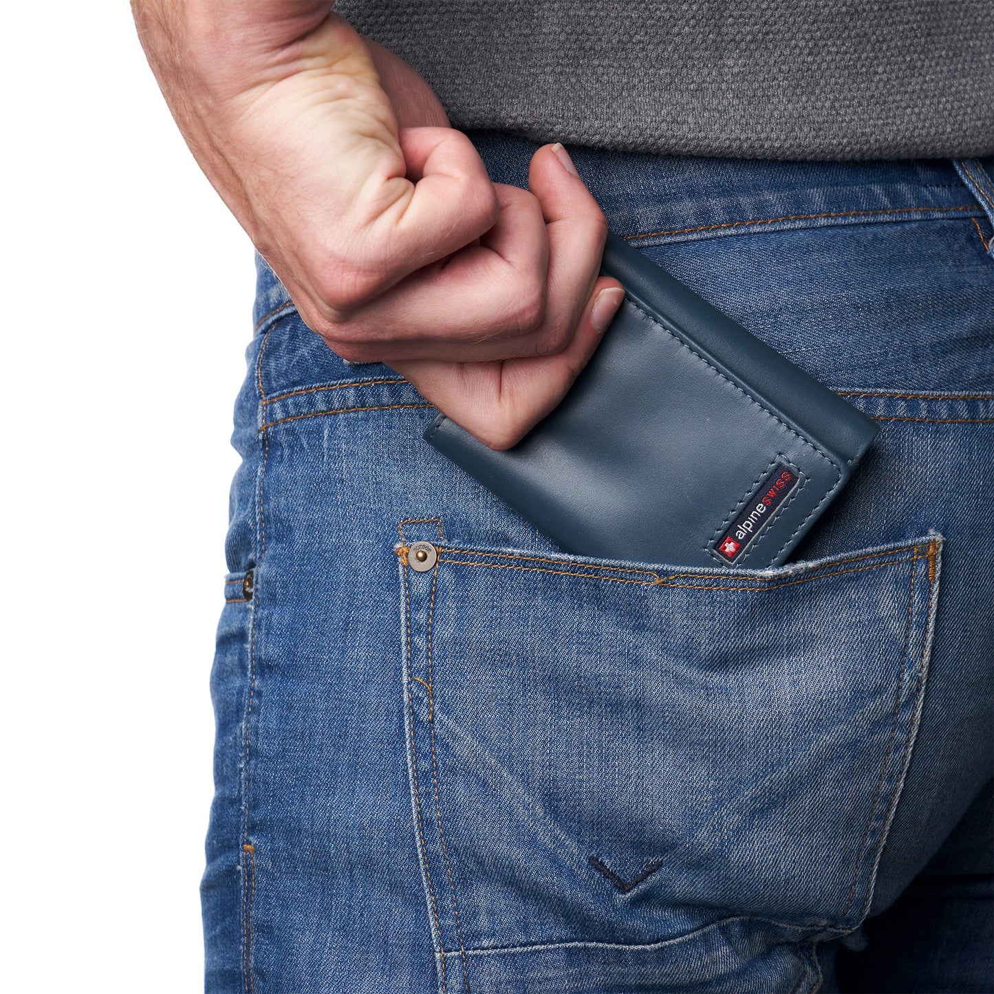 Mens RFID Protected Trifold Genuine Leather Wallet ID Window
