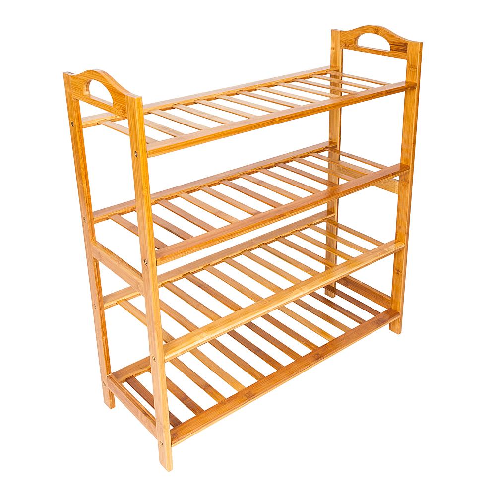 Bamboo Wood Shoe Rack 4-Tier, Natural Finish
