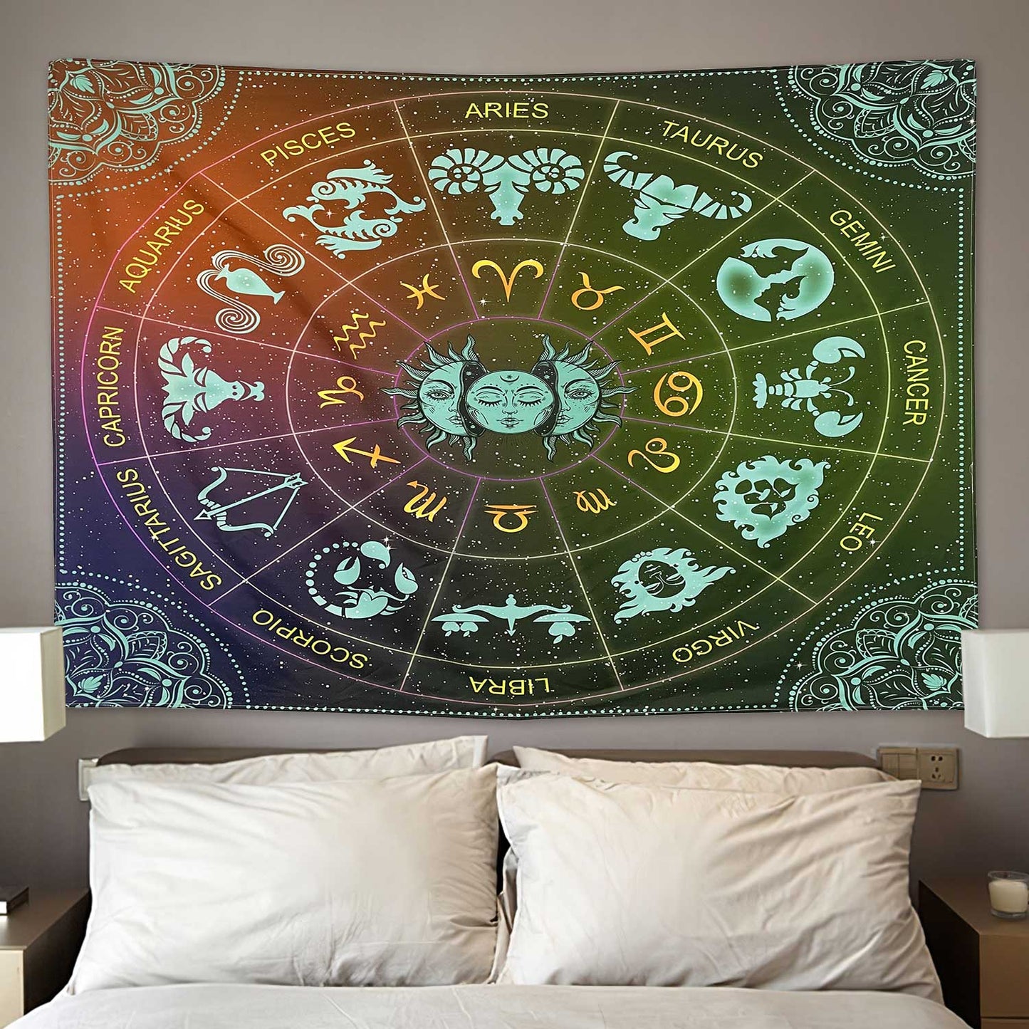 Blacklight Zodiac Astrology Tapestry 60X40 inches