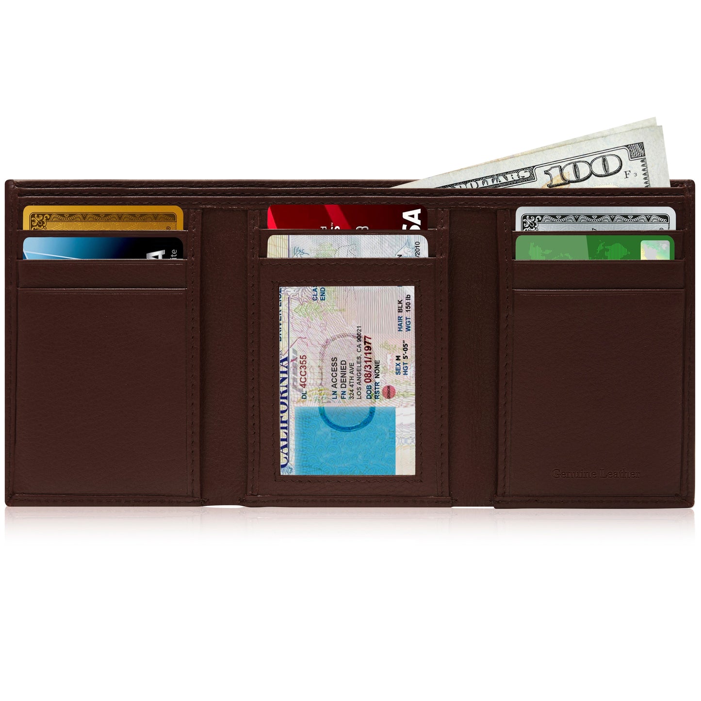 Genuine RFID Leather Slim Trifold Wallets For Men