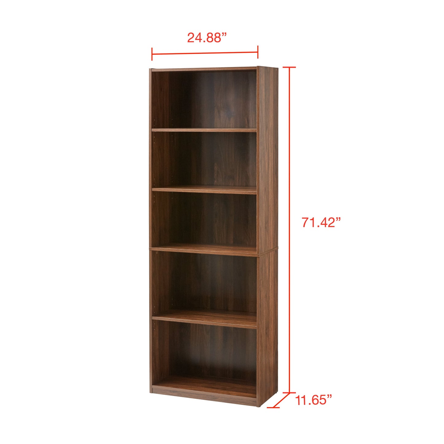71" 5-Shelf Bookcase with Adjustable Shelves