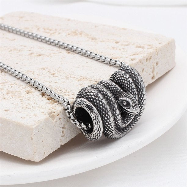 Retro Vintage Stainless Steel Snake Necklace for Men/Women