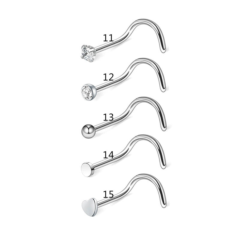 21 Pcs Nose Rings Studs L Shape - Hypoallergenic