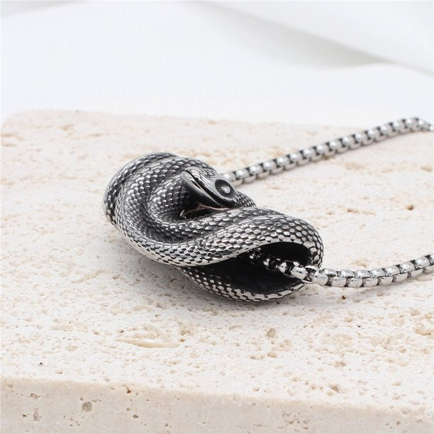 Retro Vintage Stainless Steel Snake Necklace for Men/Women