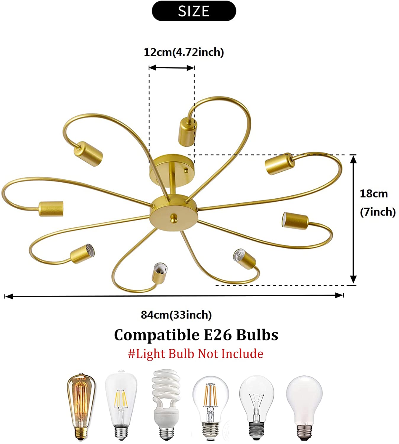 Modern 8-Light Ceiling Light Fixture Sputnik Chandelier