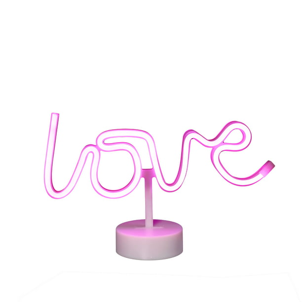 Battery Operated Pink LED Neon-Style Love Light, with Built-in Timer