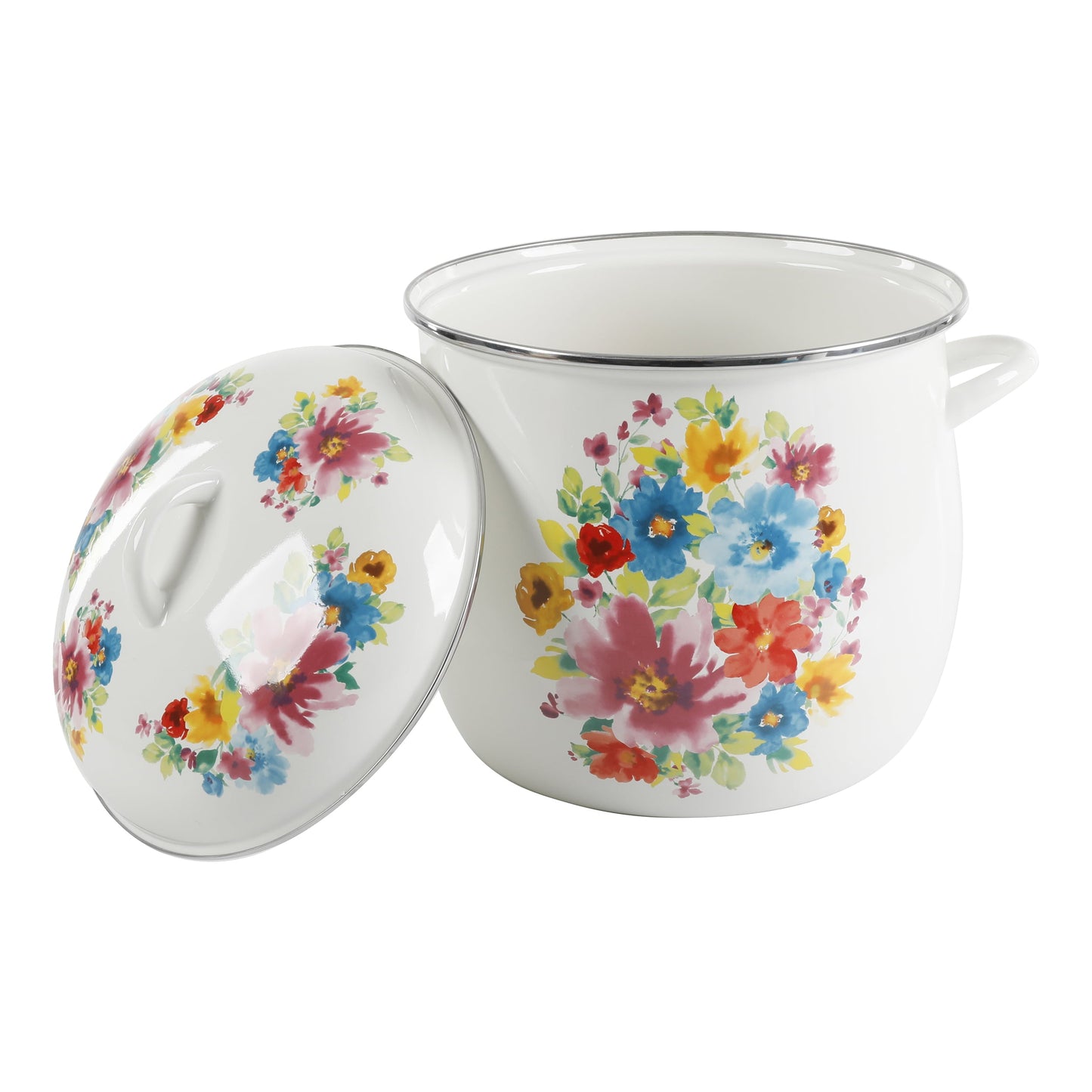 Breezy Blossom Enamel-on-Steel 12-Quart Stock Pot