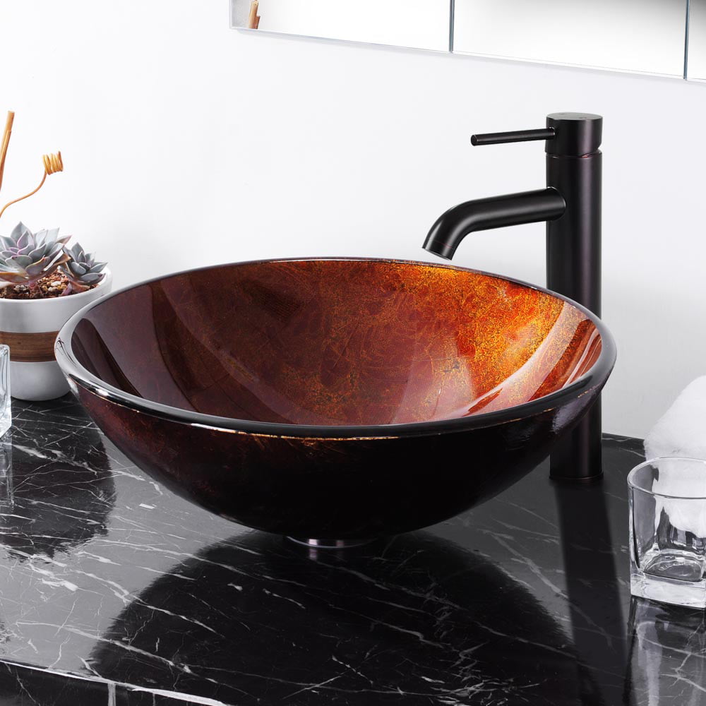 Bathroom Tempered Glass Round Vessel Sink