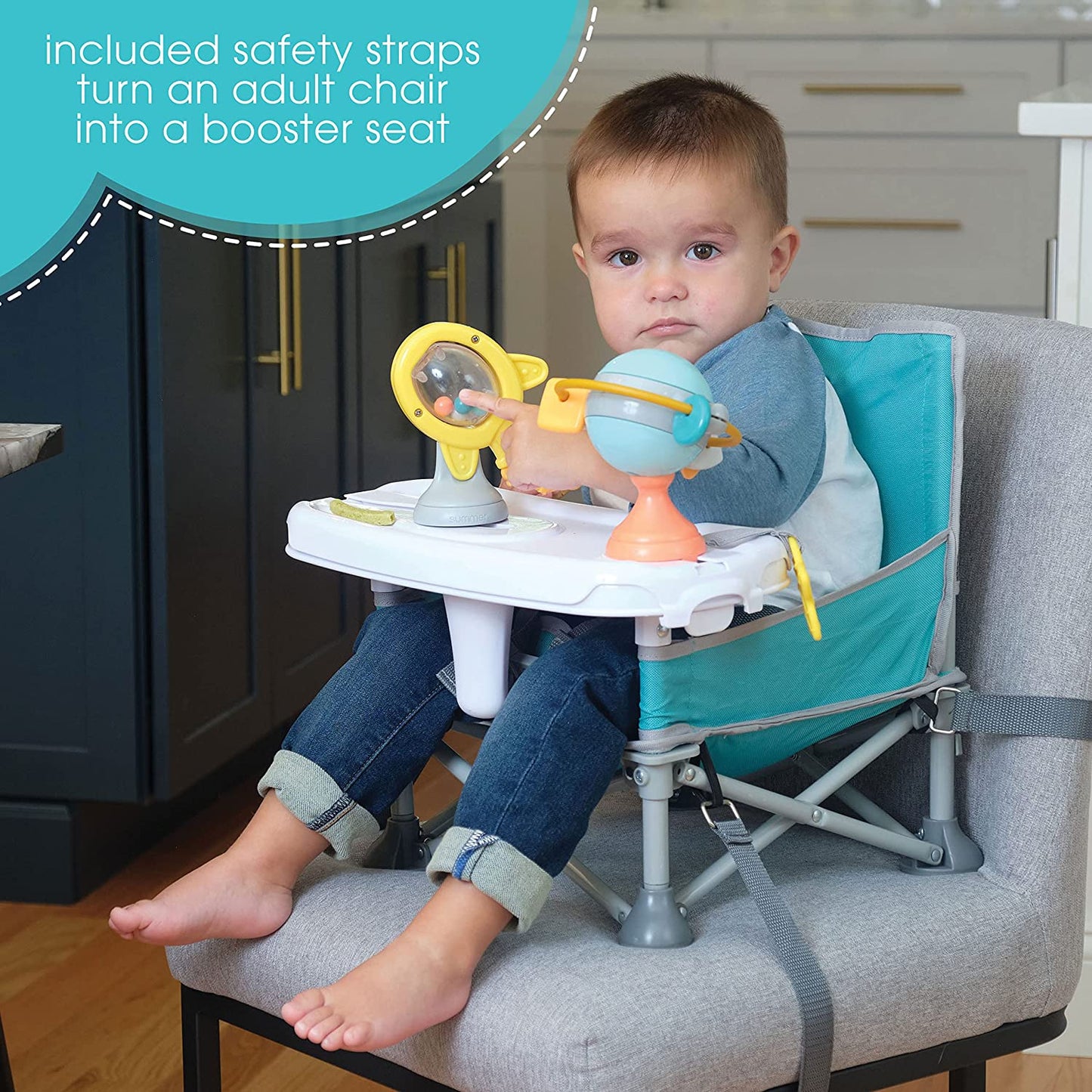 Baby Pop Up Chair for Meals & Playtime with Removable Tray and Toys