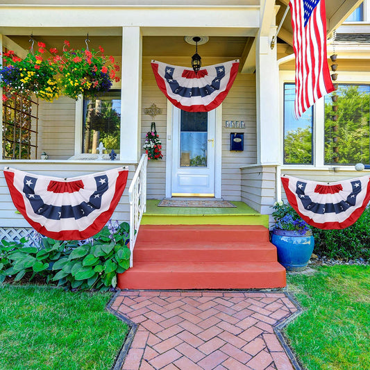 Patriotic Decorations, 4th of July Pleated Fan Flags (6 Pieces,1.5 x 3 feet)
