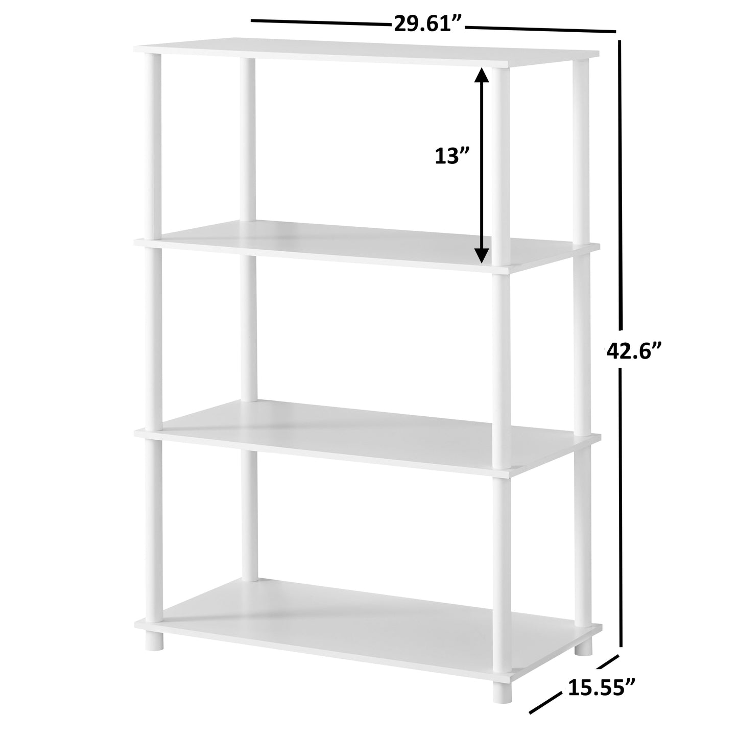No Tools 4-Shelf Storage Bookshelf